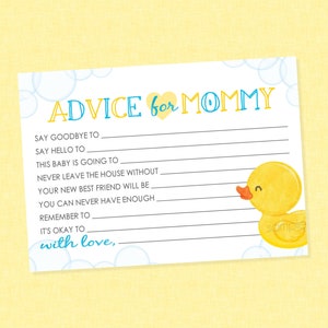 Badeendadvies voor mama Afdrukbare kaarten - INSTANT DOWNLOAD - Eendbabyshower, advieskaarten eend, badeendje, eendje, advies voor moeder