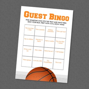 Basketball Baby Shower Guest Bingo - INSTANT DOWNLOAD - Basketball Shower Games, Guest Bingo, Basketball Baby Shower, Find The Guest, Sports