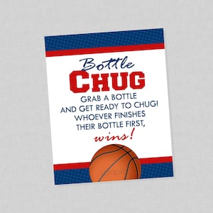 Basketball Baby Bottle Chug Shower Game - INSTANT DOWNLOAD - Basketball Baby Shower Games, Basketball Baby Shower, Bottle Chug Game, Sign