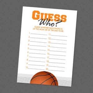 Basketball Guess Who Photo Baby Shower Game - INSTANT DOWNLOAD - Basketball Baby Shower Games, Guess Who Game, Mom or Dad Picture Game