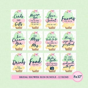 Ice Cream Bridal Shower Sign Pack - INSTANT DOWNLOAD - Ice Cream Shower Signs, Ice Cream Bridal Shower, Scooped Up, Decorations