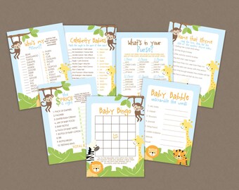 Safari Baby Shower Game Pack - INSTANT DOWNLOAD - Jungle Baby Shower Games, Safari Baby Shower, Jungle Baby Shower, Animals, Zoo
