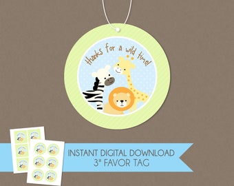 Etiqueta de Agradecimento "Obrigado por um Momento Selvagem" - DOWNLOAD INSTANTÂNEO - Animais da Savana, Etiquetas de Lembrancinha, Animais da Selva, Etiquetas de Agradecimento, Aniversário, Chá de Bebê, Zoológico