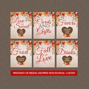 Fall Wedding or Bridal Shower Sign Pack - INSTANT DOWNLOAD - Fall Bridal Shower Signs, Fall Bridal Shower, Fall in Love, Decorations, Autumn