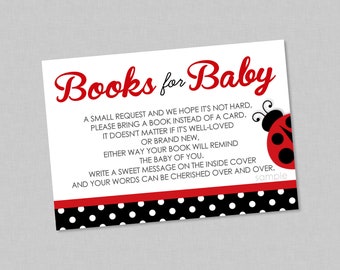 Books For Baby Ladybug Baby Shower Book Insert for Invitations - INSTANT DOWNLOAD - Book Instead of a Card, Ladybug, Little Lady