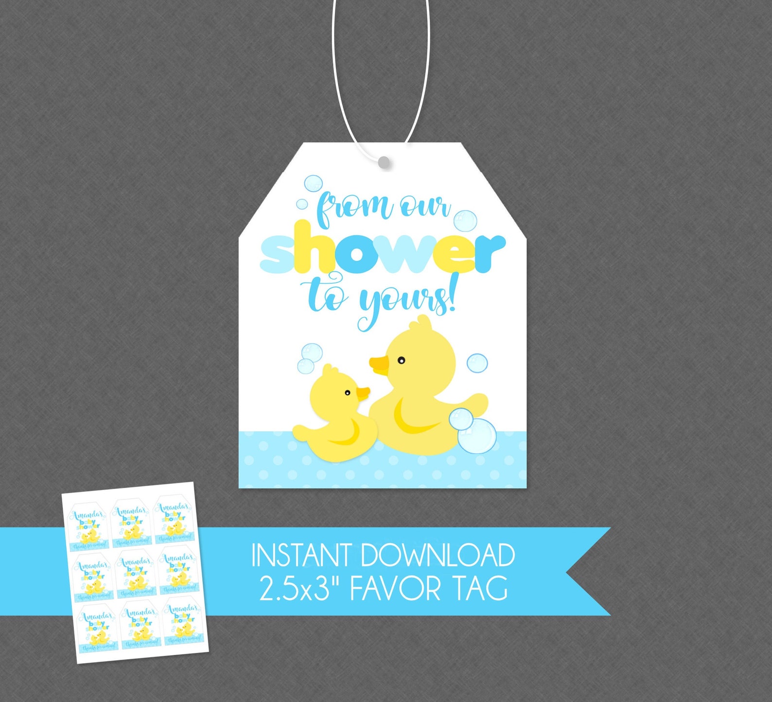 From Our Shower to Yours Favor Tag INSTANT DOWNLOAD Rubber - Etsy