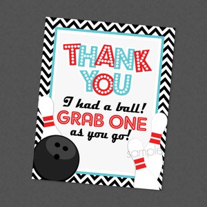 Letrero de recuerdo para fiesta de bolos - DESCARGA INSTANTÁNEA - Cumpleaños de bolos, Decoraciones para fiesta de bolos, Letrero de recuerdo de bolos, Agradecimiento, Recuerdos de fiesta