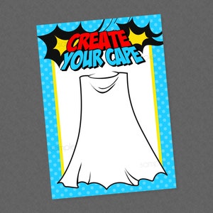 Superhero Create a Cape Party Game - INSTANT DOWNLOAD - Superhero Baby Shower Games, Super Hero, Superhero Cape, Draw a Cape Printable, Kids