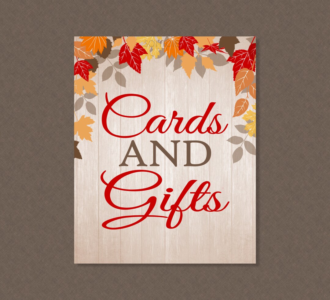 Fall Cards and Gifts Party Sign - INSTANT DOWNLOAD - Fall Wedding Party ...