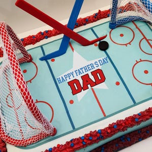 Edible Hockey Rink Father's Day Cake Topper Sugar Sheet - Hockey Dad, Hockey Rink Cake, Cake Image, Hockey Cake Topper, Father's Day Cakes