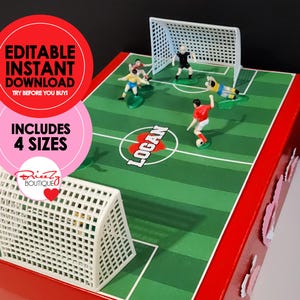 Printable Valentines Soccer Field For Box - EDITABLE INSTANT DOWNLOAD - Soccer Valentine, Valentines Box, Soccer Field