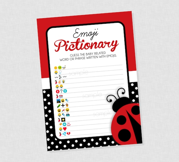 Ladybug Emoji Pictionary Baby Shower Game INSTANT DOWNLOAD Ladybug Baby Shower Games Lady Bug Emoji Pictionary Ladybug Baby Shower Etsy