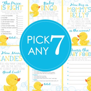 Rubber Duck Baby Shower Games - PICK ANY 7 - 30 Games to Choose From - Duckie, Rubber Duck Baby Shower, Game Pack, Ducky Baby Shower Games