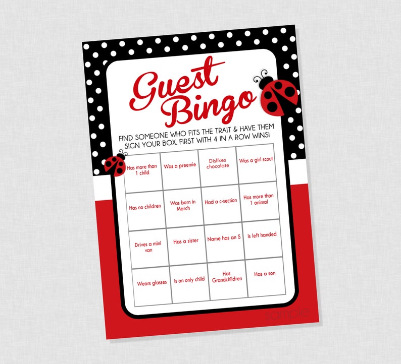Ladybug Baby Shower Guest Bingo INSTANT DOWNLOAD Ladybug - Etsy