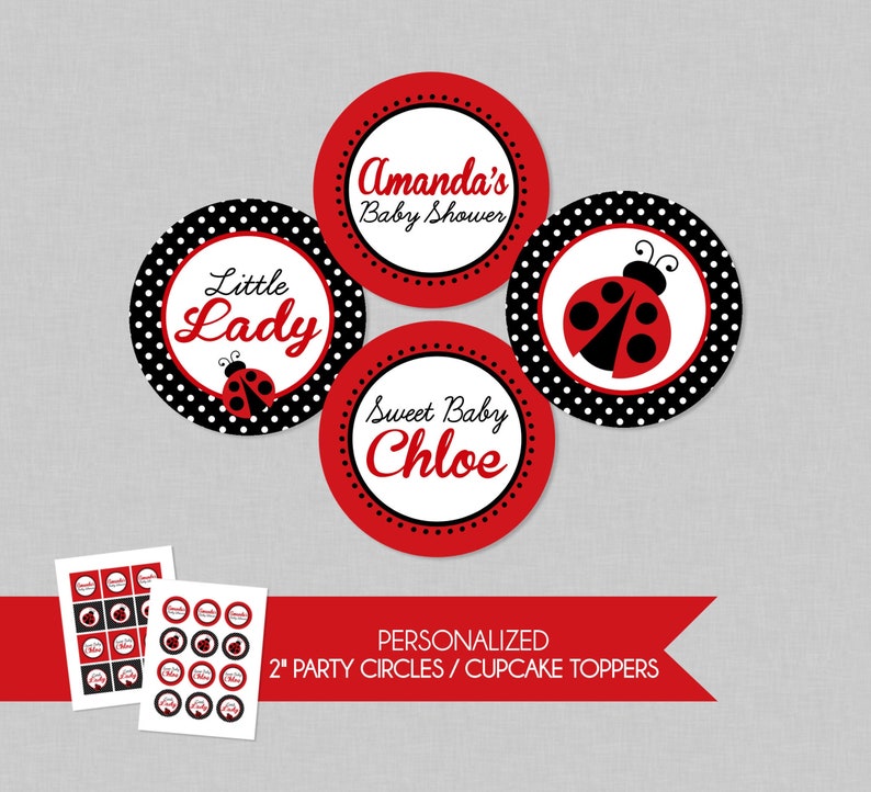 Ladybug Baby Shower Cupcake Toppers / Party Circles Ladybug Etsy