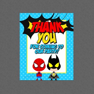 Thank You For Coming Party Schild - SOFORTIGER DOWNLOAD - Superheld Babyparty, Superheld Party Schilder, Superheld Dankeschön Schild, Superheld