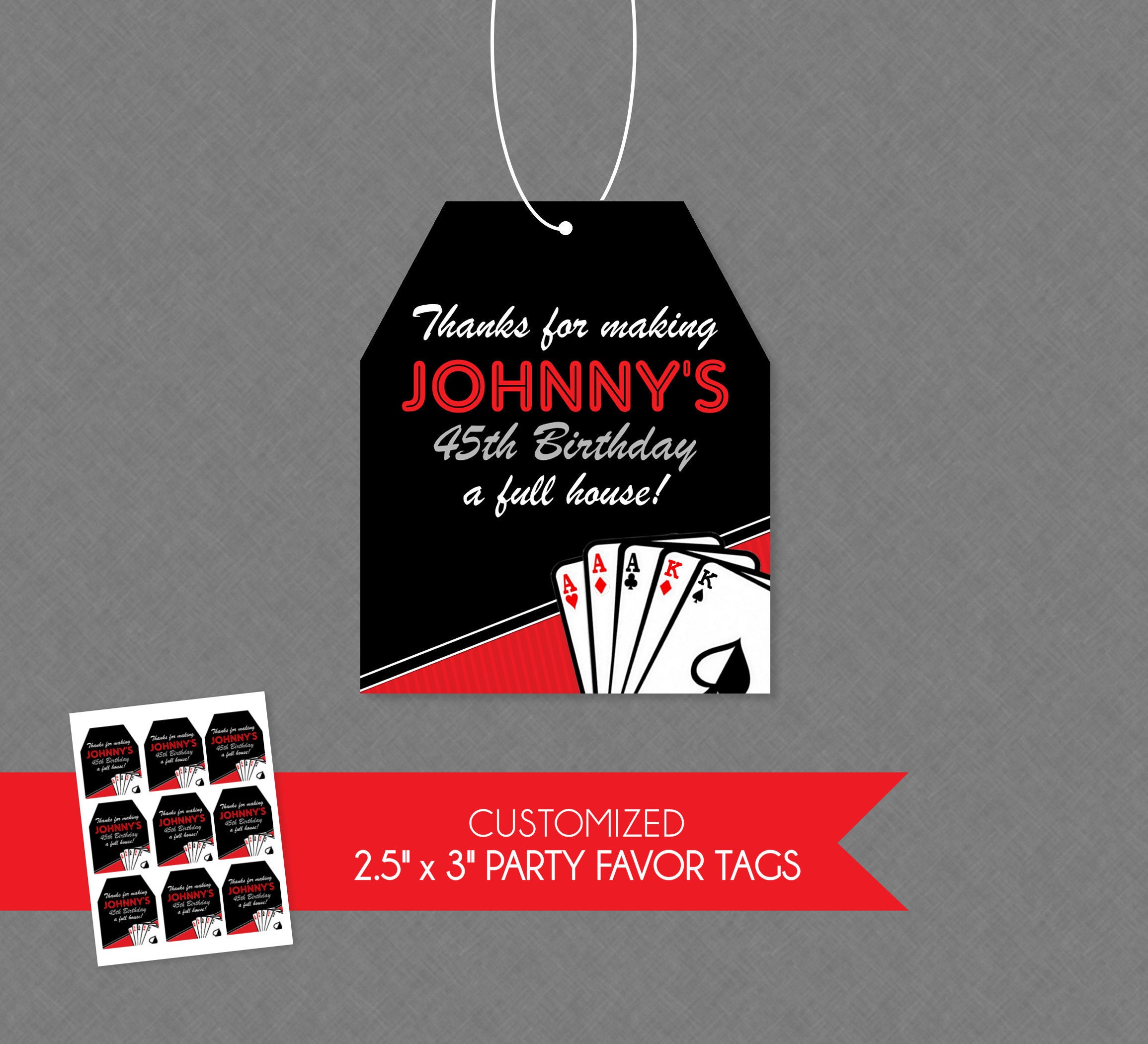Casino Birthday Personalized Favor Tags Poker Party Favor Etsy