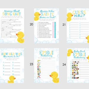 Rubber Duck Baby Shower Games PICK ANY 5 30 Games to Choose From Ducky, Rubber Duck Baby Shower, Game Pack, Duckie image 6