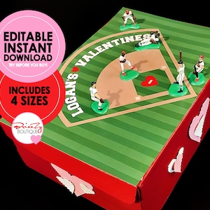 Printable Valentines Baseball Field For Box - EDITABLE INSTANT DOWNLOAD -  Baseball Valentine, Valentines Box,  Baseball Valentines, Field