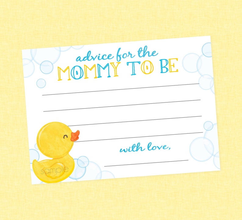 Rubber Duck Advice for Mommy Printable Cards INSTANT - Etsy