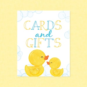 Rubber Duck Cards & Gifts Party Sign - INSTANT DOWNLOAD - Duck Baby Shower, Rubber Ducky Party Signs, Duckie, Birthday, Duck Gifts Sign