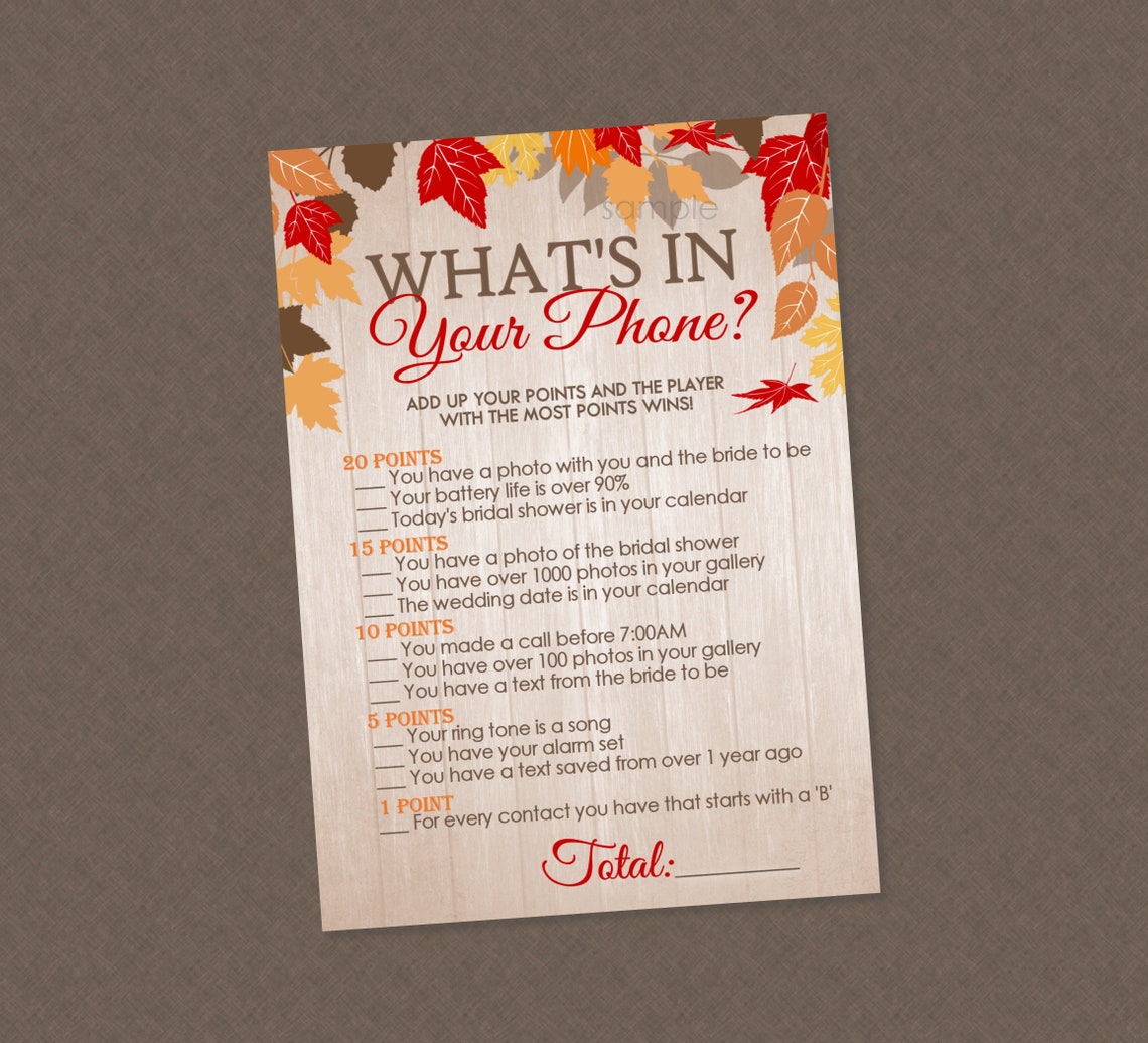 What's in Your Phone Bridal Shower Game INSTANT DOWNLOAD Etsy