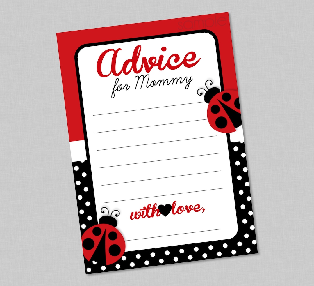 Ladybug Advice for Mommy Printable Cards - INSTANT DOWNLOAD - Ladybug ...