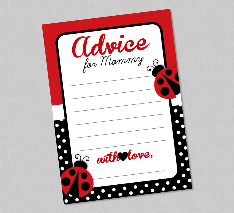 Ladybug Advice for Mommy Printable Cards INSTANT DOWNLOAD - Etsy