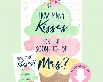 Spel Kisses For The Mrs. Ice Cream Bridal Shower (digitale download) - opgeschepte spellen, raad eens veel