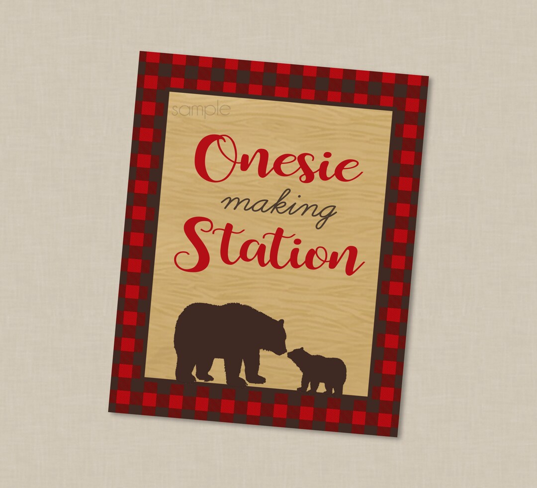 Lumberjack Onesie Making Station Baby Shower Party Sign Etsy
