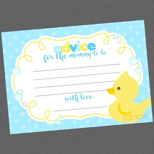 Rubber Duck Baby Shower Advice For Mommy to Be Printable Cards - INSTANT DOWNLOAD - Duck Baby Shower, Duck Advice Cards, Ducky