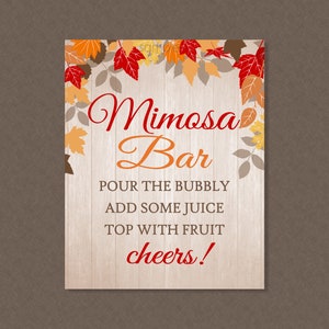 Fall Mimosa Bar Party Sign - INSTANT DOWNLOAD - Fall Party Signs, Fall Bridal Shower, Fall in Love, Fall Mimosa Sign, Autumn