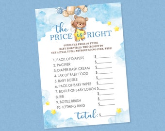 Bear Price Is Right Baby Shower Game - INSTANT DOWNLOAD - Bear Baby Shower Games, Teddy Bear, Price Is Right, Cloud, Balloons, Bearly Wait