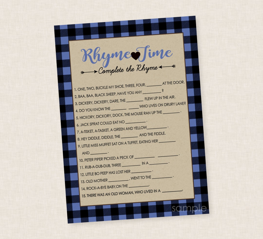 Baby Boy Nursery Rhyme Shower Game INSTANT DOWNLOAD Etsy