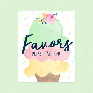 Ice Cream Party Favor Sign - INSTANT DOWNLOAD - Ice Cream Treat Sign, Ice Cream Bridal Shower, Scooped Up, Ice Cream Favor Sign, Birthday