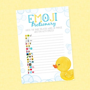 Quietscheente Emoji Pictionary Baby Shower Spiel - INSTANT DOWNLOAD - Enten-Babyparty Spiele, Quietscheenten-Babyparty, Emoji Pictionary Game