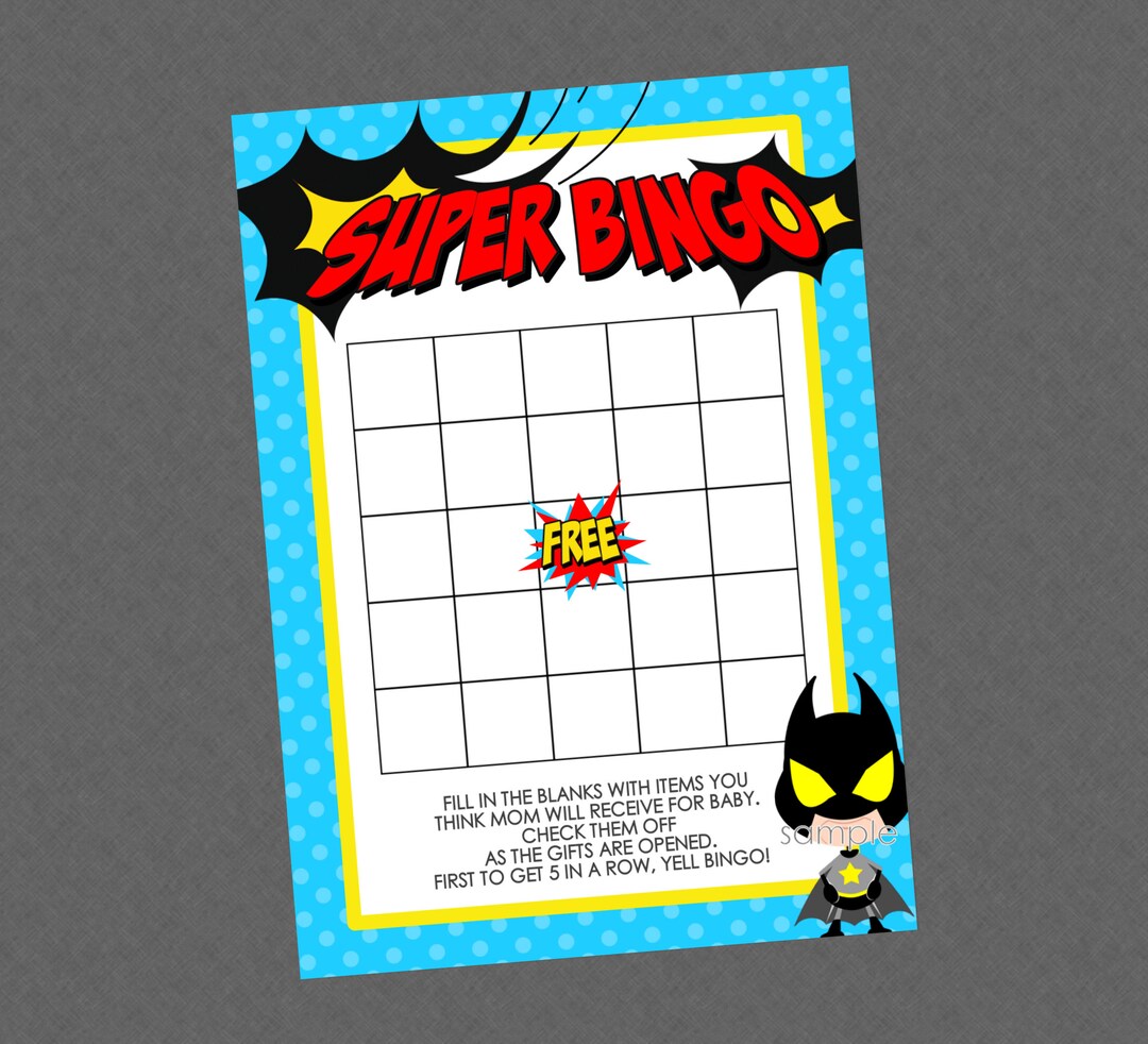 Bingo Superhero Baby Shower Game - INSTANT DOWNLOAD - Superhero Baby Shower Games, Super Hero ...