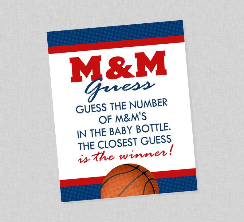 Basketball M&amp;M Guess Baby Shower Game INSTANT DOWNLOAD - Etsy