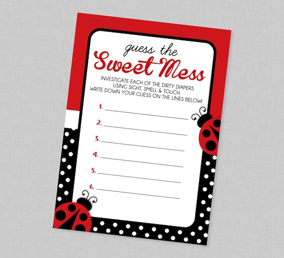 Guess the Sweet Mess Shower Game INSTANT DOWNLOAD Ladybug Baby Shower Games Little Lady Ladybug Candy Bar Smell Lady Bug Etsy