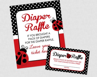 Ladybug Baby Shower Diaper Raffle - INSTANT DOWNLOAD - Diaper Raffle Insert, Ladybug Diaper Raffle, Lady Bug Baby Shower, Little Lady