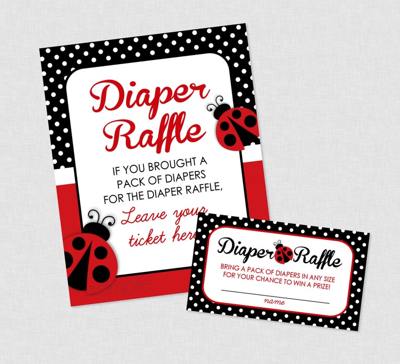 Ladybug Baby Shower Diaper Raffle - INSTANT DOWNLOAD - Diaper Raffle ...