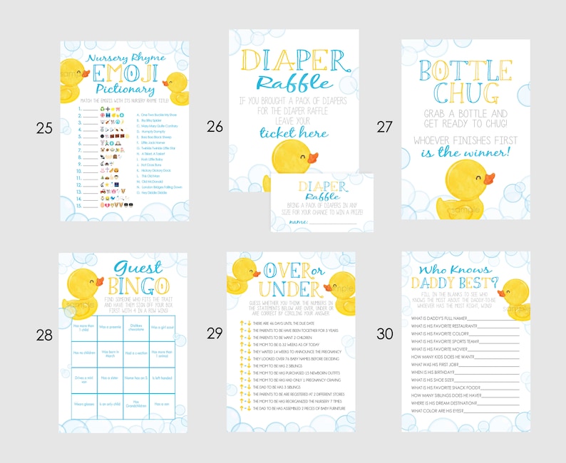 Rubber Duck Baby Shower Games PICK ANY 5 30 Games to Choose From Ducky, Rubber Duck Baby Shower, Game Pack, Duckie image 7