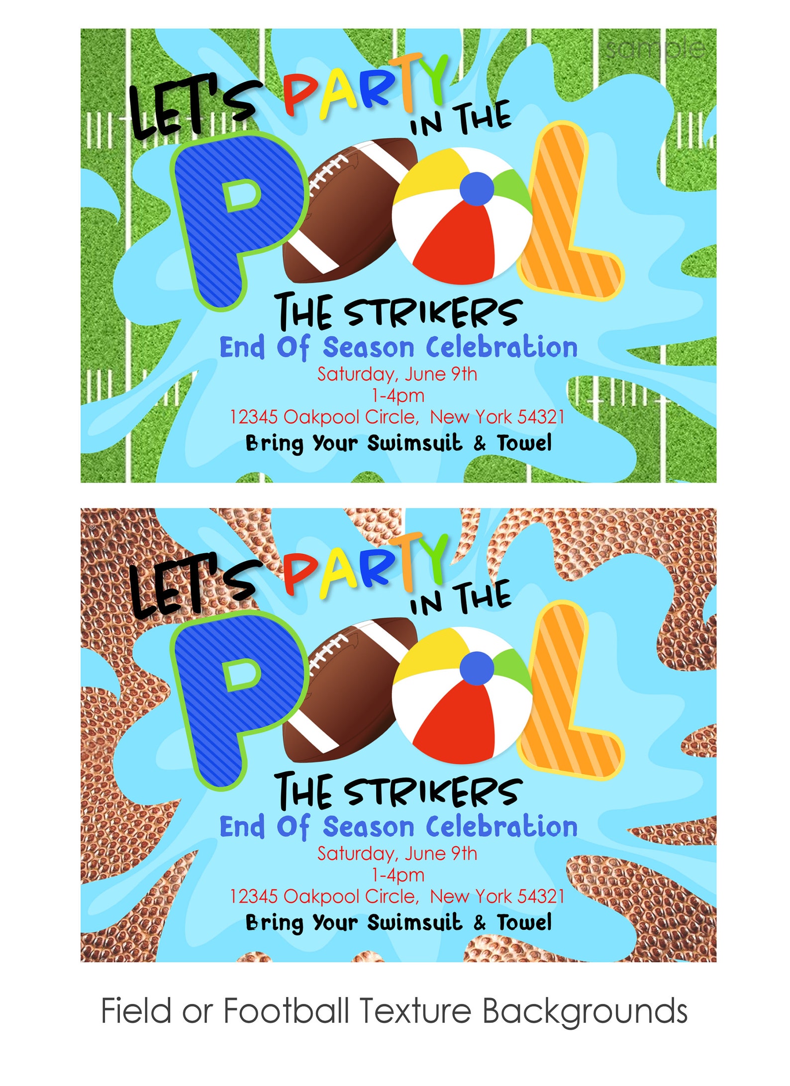 End of Year Sports Pool Party Invitation Team Pool Party Etsy