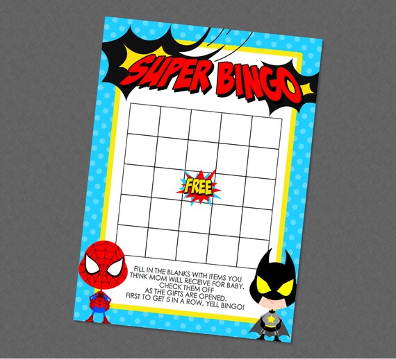 Superhero Baby Shower Bingo INSTANT DOWNLOAD Super Hero | Etsy