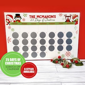 25 Days of Christmas Activity Scratch Off Calendar | 2 Sizes Available | Christmas Activities for Kids, 25 Days of Christmas, Kids Christmas