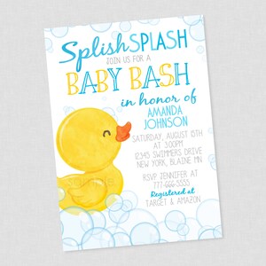 Rubber Duck Baby Shower Invitation, Ducky Baby Shower Invite, Duckie Baby Shower Invitations, Rubber Duck Baby Shower, Ducky, Splash, Boy image 3