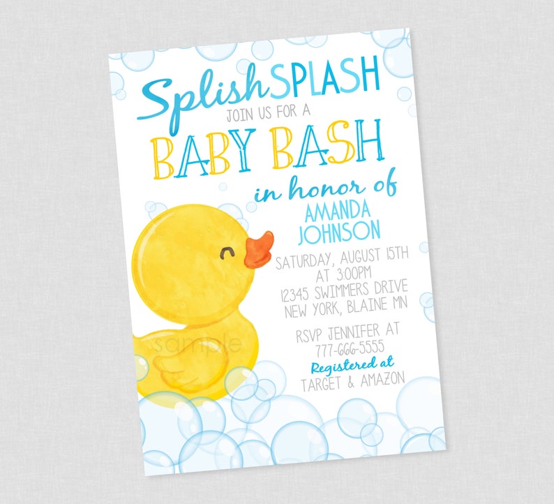 Rubber Duck Baby Shower Invitation, Ducky Baby Shower Invite, Duckie Baby Shower Invitations, Rubber Duck Baby Shower, Ducky, Splash, Boy image 3