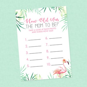 Guess How Old Flamingo Baby Shower Game - INSTANT DOWNLOAD - Flamingo Baby Shower Games, Flamingo Baby Shower, How Old, Photo Game, Picture