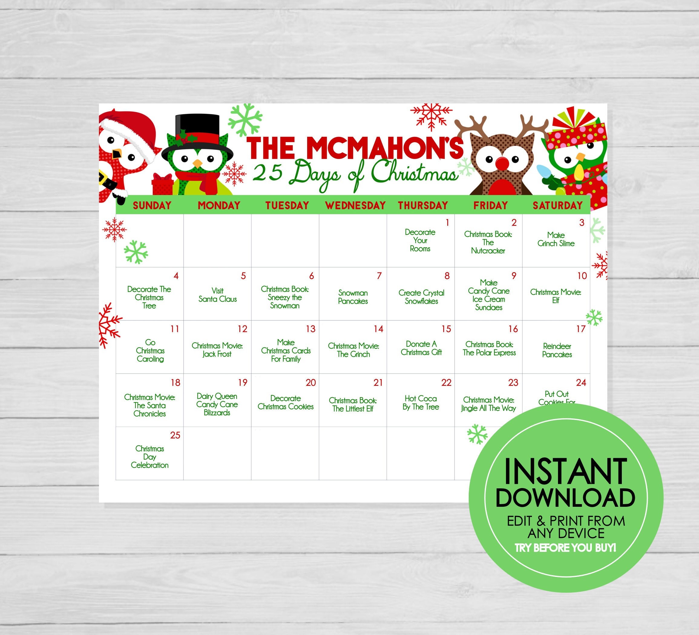 25 days of christmas calendar Clearance