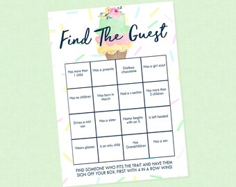 Find The Guest Shower Game - INSTANT DOWNLOAD - Ice Cream Bridal Shower Games, Ice Cream Baby Shower, Ice Cream Social. Sprinkle